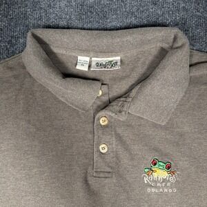 VTG Rainforest Cafe Shirt Mens XL Beige Orlando Embroidered Frog Logo Cotton